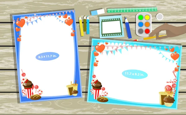 Fotoğraf çerçevesi masanın üzerinde. Yatay ve dikey