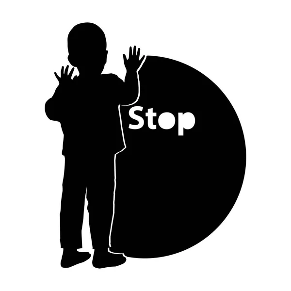 Stop óvatosan gyerekek erőszak. Logó. Illusztráció — Stock Vector