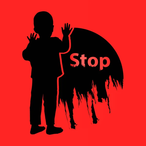 Basta de violencia infantil. Logo. Ilustración — Vector de stock