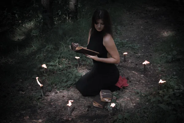 Halloween-konceptet. Älva i svart. I den witchy — Stockfoto