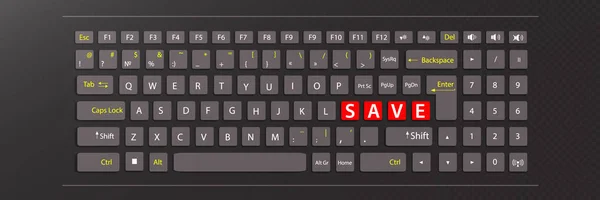 Salvar conceito. teclado ilustração — Vetor de Stock