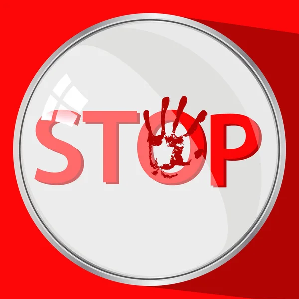 Stop violence concept. round button. red trace — Stock Vector