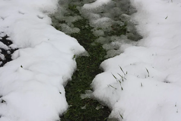 Arroyo de invierno en nieve blanca esponjosa. invierno Nuevo —  Fotos de Stock