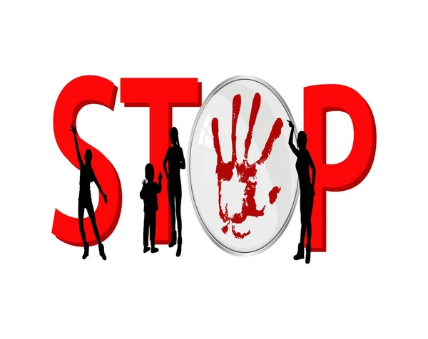Stop violence against women and children. — Stock Vector
