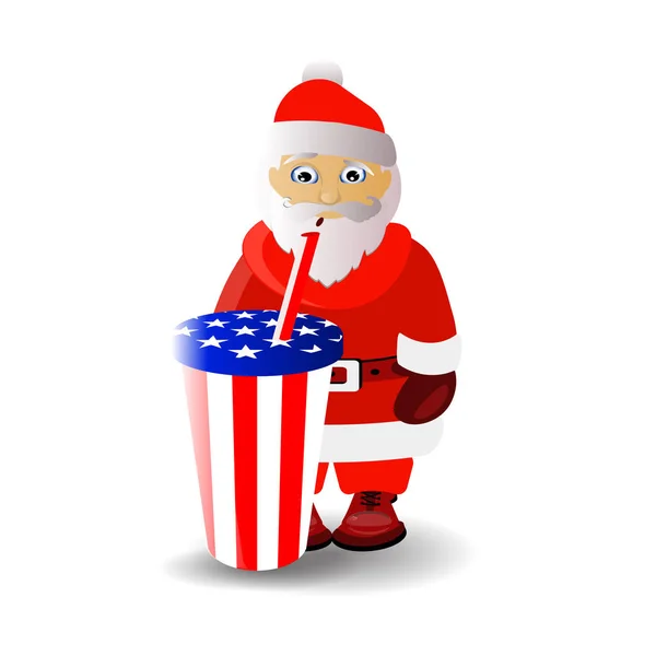 Santa Claus y bebida carbonatada. Santa Claus — Vector de stock