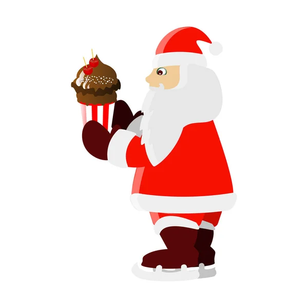 Santa Claus y helado en un vaso — Vector de stock