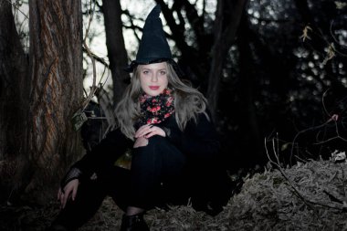 Cadılar Bayramı konsepti. İçinde cadı