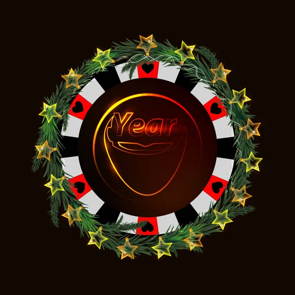 Nouvel An et vacances de Noël. un casino — Image vectorielle