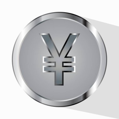 Yen Çin sikke. gri gümüş. vektör