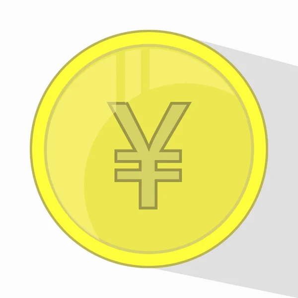 Yen Chinese coin. yellow gold. vector — Stock Vector