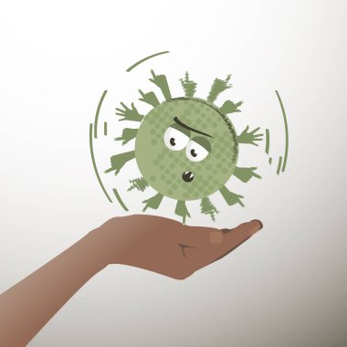 Coronavirus covid-19, insan eliyle bulaşan bir virüs. Beyaz arkaplanda izole edilmiş vektör illüstrasyonu