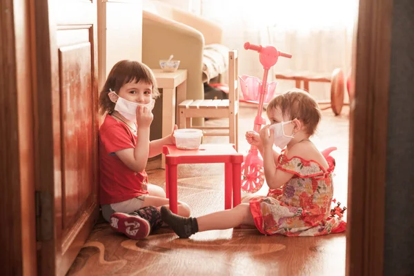 Covid Pandemic Home Isolation Children Medical Treatment Virus Prevention — Stock Photo, Image
