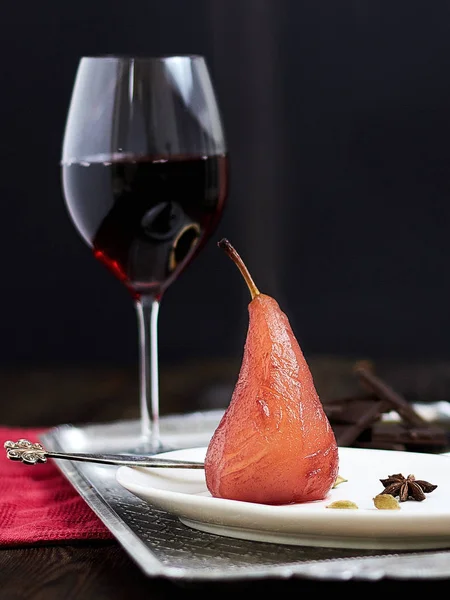 pear in red wine