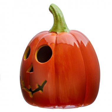 Seramik kabak arıyorum Cadılar Bayramı için izole üzerinde beyaz arka plan yaptı