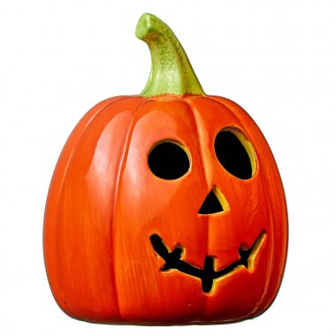 Seramik kabak arıyorum Cadılar Bayramı için izole üzerinde beyaz arka plan yaptı