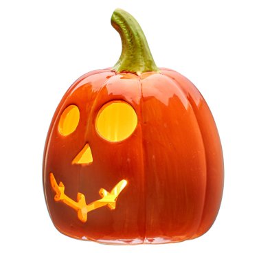 kabak için Halloween yangının içinde izole üzerinde beyaz arka plan yakar
