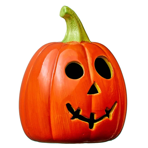 Seramik kabak arıyorum Cadılar Bayramı için izole üzerinde beyaz arka plan yaptı