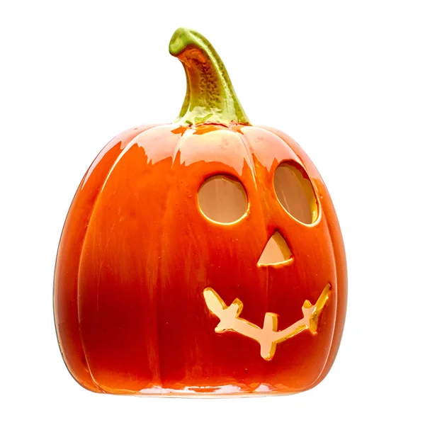 Una calabaza naranja brillante para Halloween aislada sobre fondo blanco —  Fotos de Stock