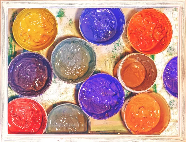 colorful paint banks. Colored clay