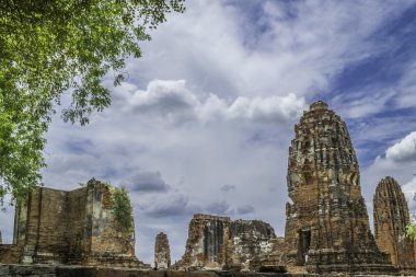 Eski güzel Tay tapınak wat Mahathat, Ayutthaya tarihsel Par