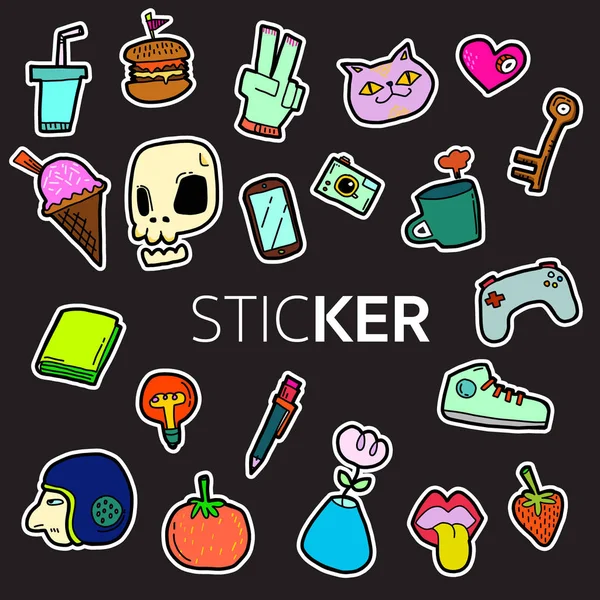 Clolerful etiket sevimli vektör tasarımı