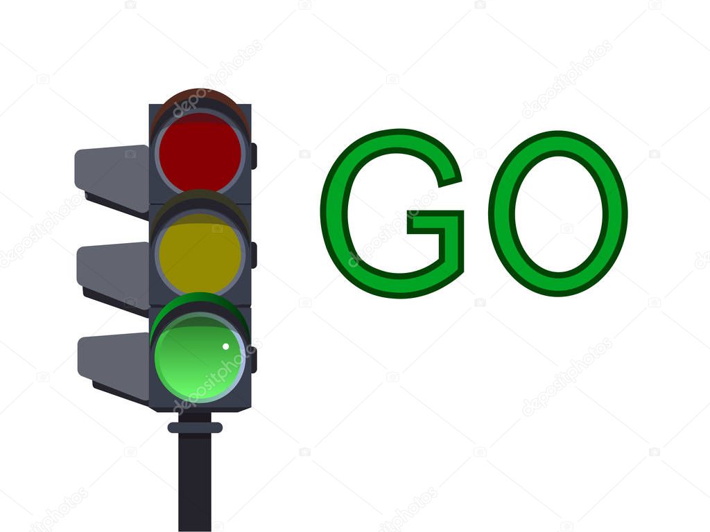 Green traffic light. Vector illustration