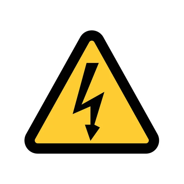 Vysoké napětí Sign. Symbol nebezpečnosti. Černou šipkou izolovaný ve žlutém trojúhelníku na bílém pozadí. Výstražná ikona. — Stockový vektor