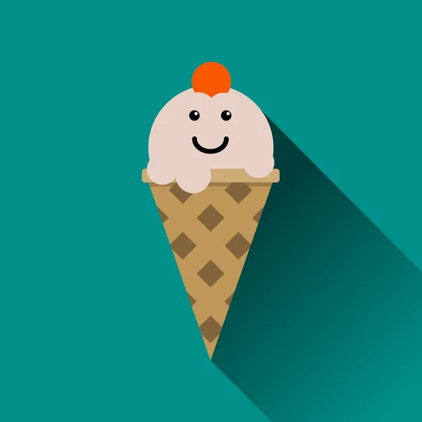 Ice cream płaskie ikona. ilustracja na białym tle na niebiesko — Wektor stockowy