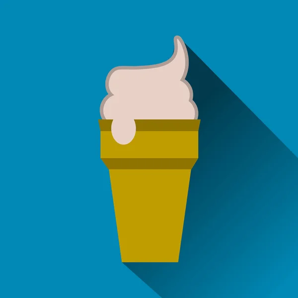 Icône de crème glacée avec ombre longue — Image vectorielle