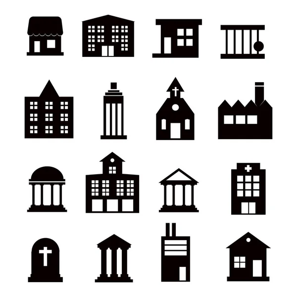 Conjunto de ícones vetoriais de edifícios —  Vetores de Stock