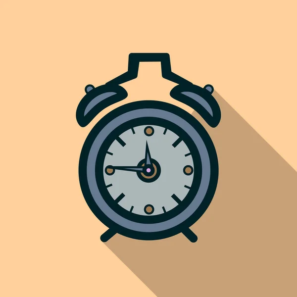 Ébresztő óra ikon hosszú árnyéka. — Stock Vector
