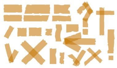 Yapışkan bantlar. Beyaz arka plan üzerinde izole vektör yapışkan yapıştırıcı bant parça.