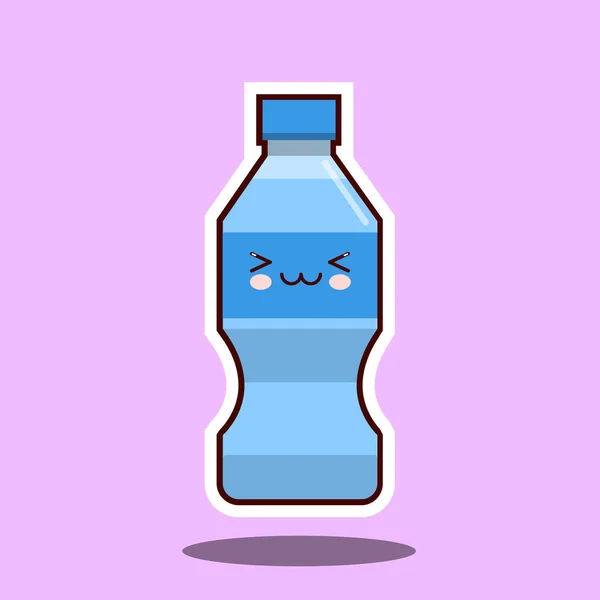 Vodní plastová láhev kawawii znamení. — Stockový vektor