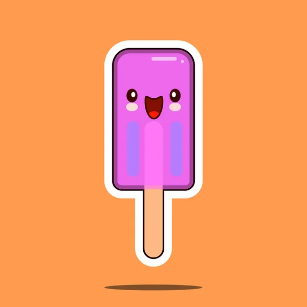 Kawaii icecream personagem bonito ícone do rosto . —  Vetores de Stock