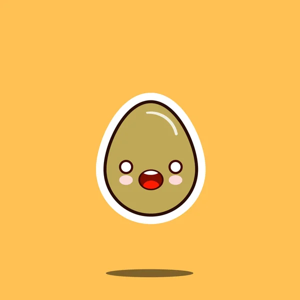 흰색 배경 벡터 일러스트에서 분리 된 행복 한 달걀 만화 캐릭터. 재밌는 패스트푸드 메뉴 얼굴 아이콘. 행복 한 미소를 짓는 만화가 음식을 마주 하고, 웃는 달걀 애니메이션 마스코트 상징 — 스톡 벡터