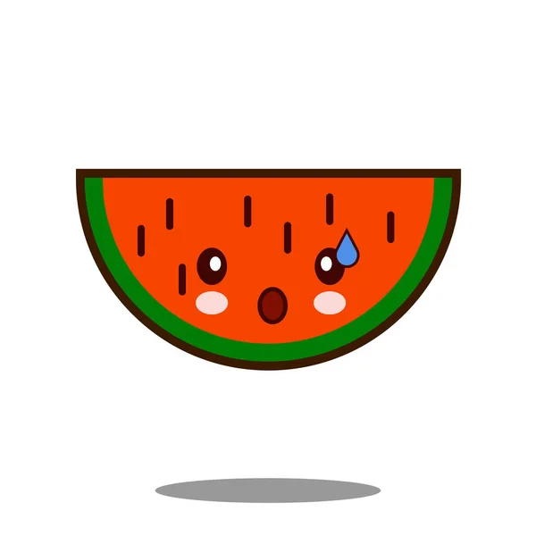 Melão de água Ícone de personagem de desenho animado de frutas da Apple kawaii Flat design Vector —  Vetores de Stock