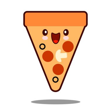 Pizza karikatür karakter simgesi kawaii lokanta düz tasarım vektör