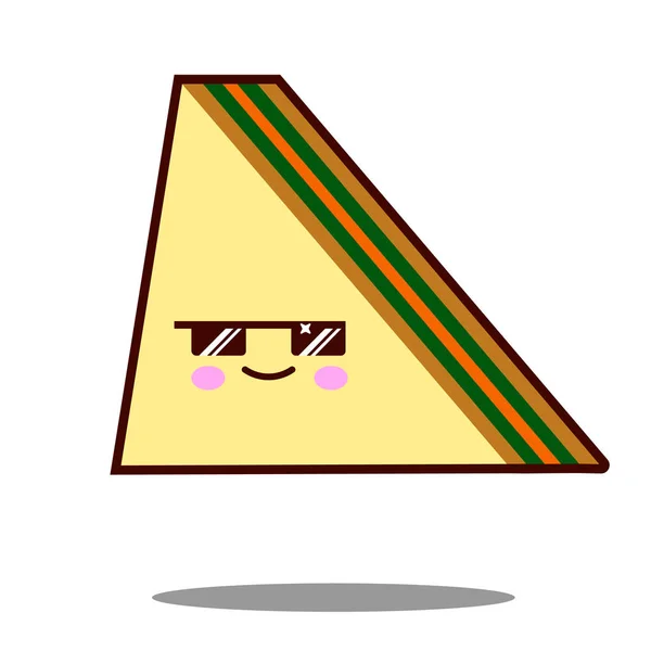 Sandwich cartoon pictogram kawaii fastfood Flat Characterdesign Vector — Stockvector