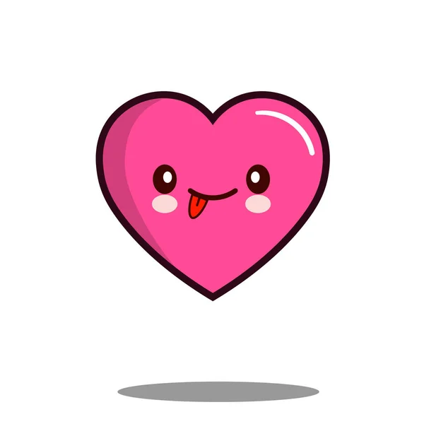 Emoticon bonito amor coração desenho animado personagem ícone kawaii Flat design Vector — Vetor de Stock