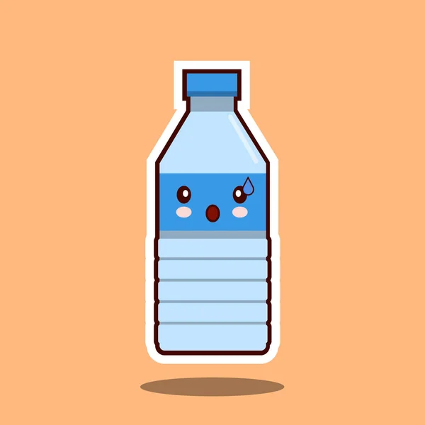 Plastic fles kawawii teken van water. Vectorillustratie geïsoleerd op — Stockvector