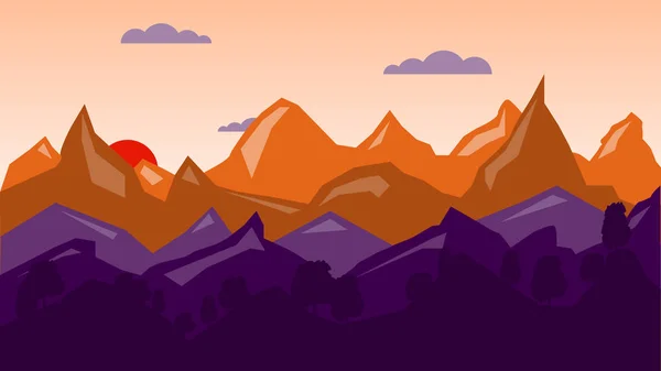 Барвистий гірський фон, схід сонця . — стоковий вектор