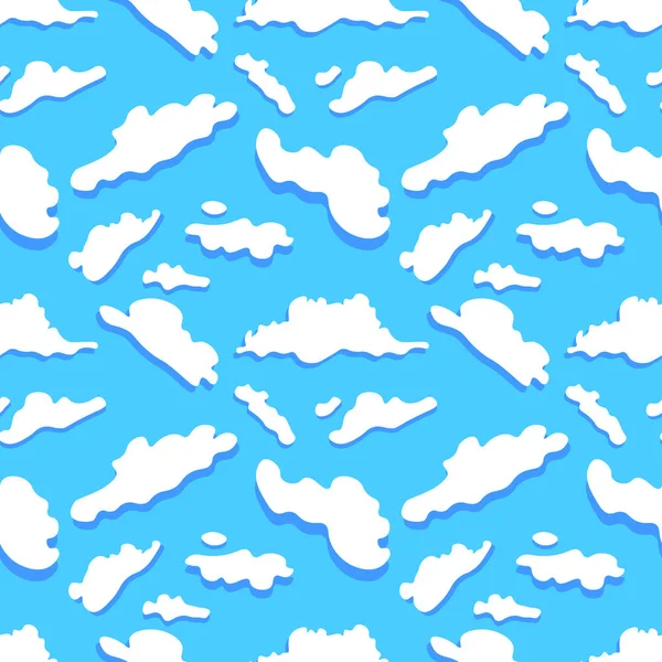 Naadloze patroon witte wolken op een blauwe achtergrond. Platte ontwerp Vector — Stockvector