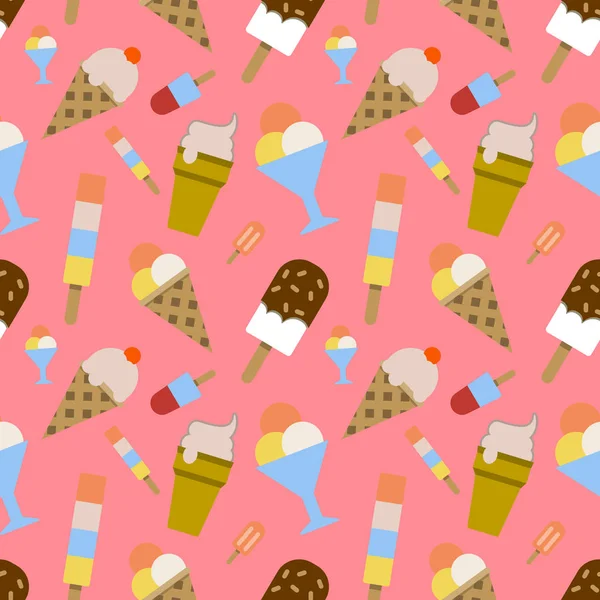 Pinkbackground düz tasarımı vektör renkli eritme dondurma seamless modeli
