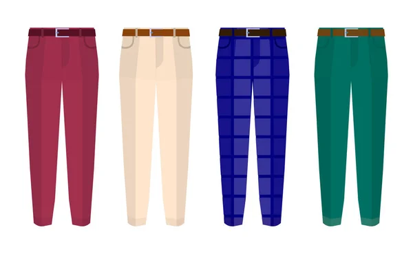 Векторний набір класичних штанів для чоловіків з сімома варіантами кольору — стоковий вектор