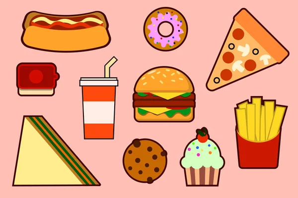 Fastfood set — Stockvector