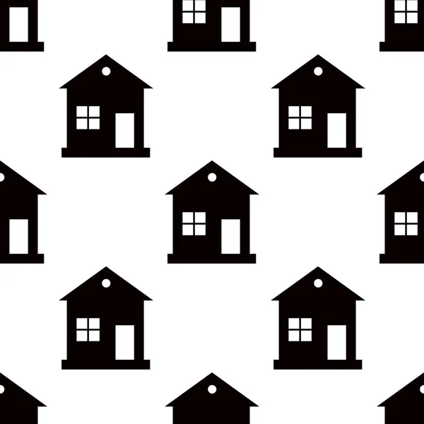 Ένα διώροφο σπίτι μοτίβο άνευ ραφής σε άσπρο φόντο. Επίπεδη σχεδίαση διανυσματικών — Διανυσματικό Αρχείο