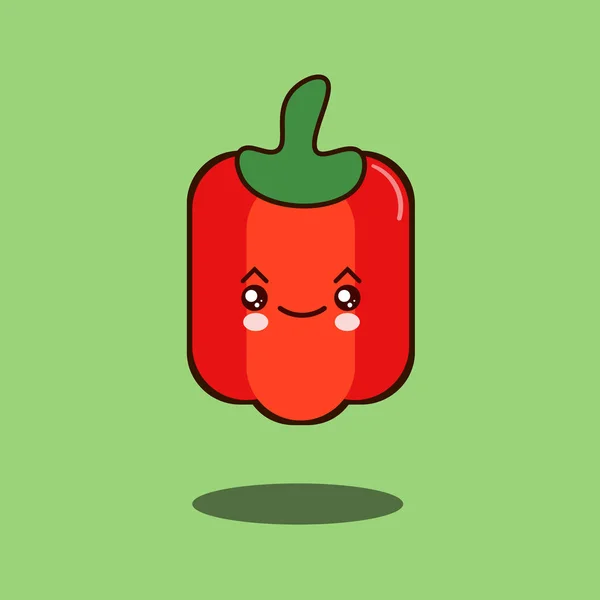 Schattig plantaardige peper cartoon Flat Characterdesign vectorillustratie — Stockvector