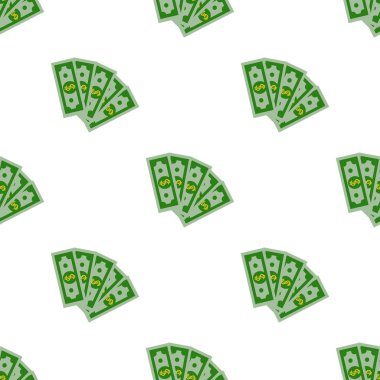 Dikişsiz desen dolar bill çizgi film para düz tasarım vektör