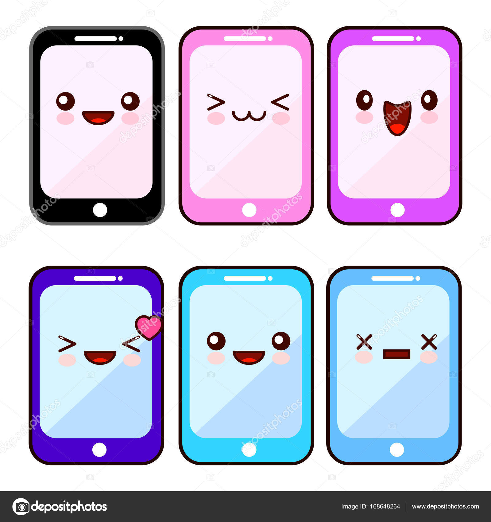 smiley face with cell phone clipart