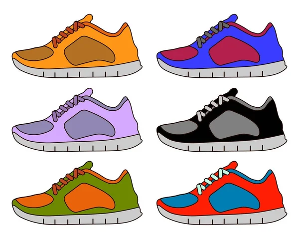 Sneaker sko Minimal färg platt linje Stroke ikonen piktogram Symbol Illustration ställa samling — Stock vektor